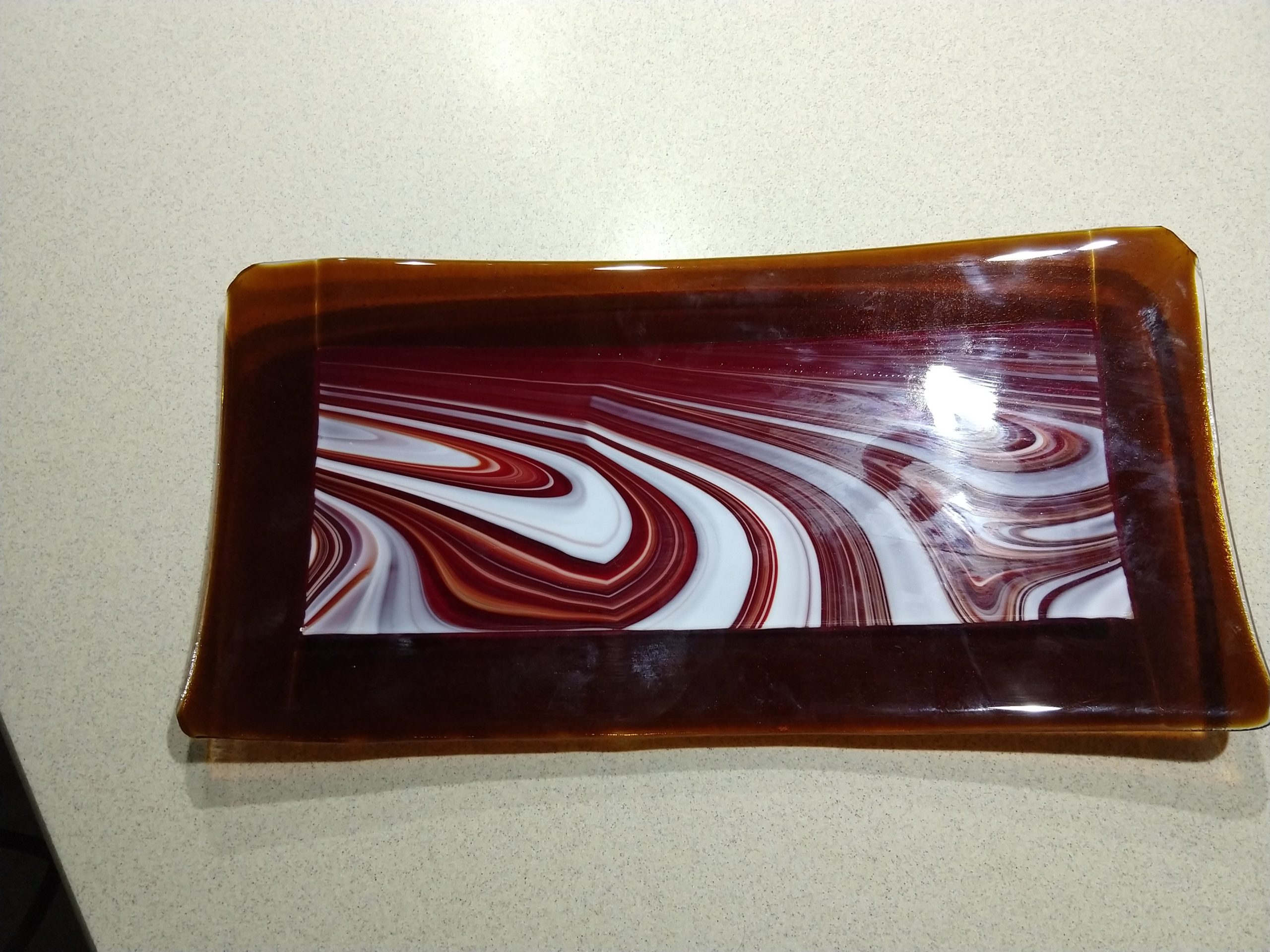 Peppermint Swirl Fused Glass Platter