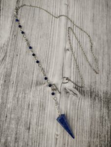 Azure Heart; Handcrafted Lapis Lazuli & Amazonite Pendulum Necklace