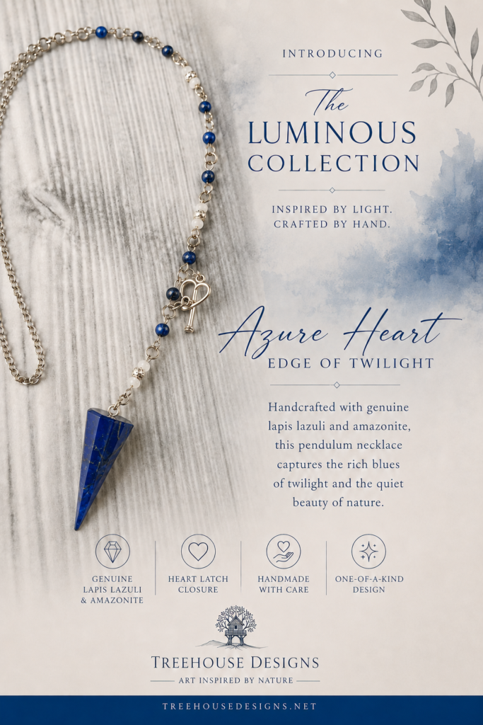Azure Heart; Handcrafted Lapis Lazuli & Amazonite Pendulum Necklace
